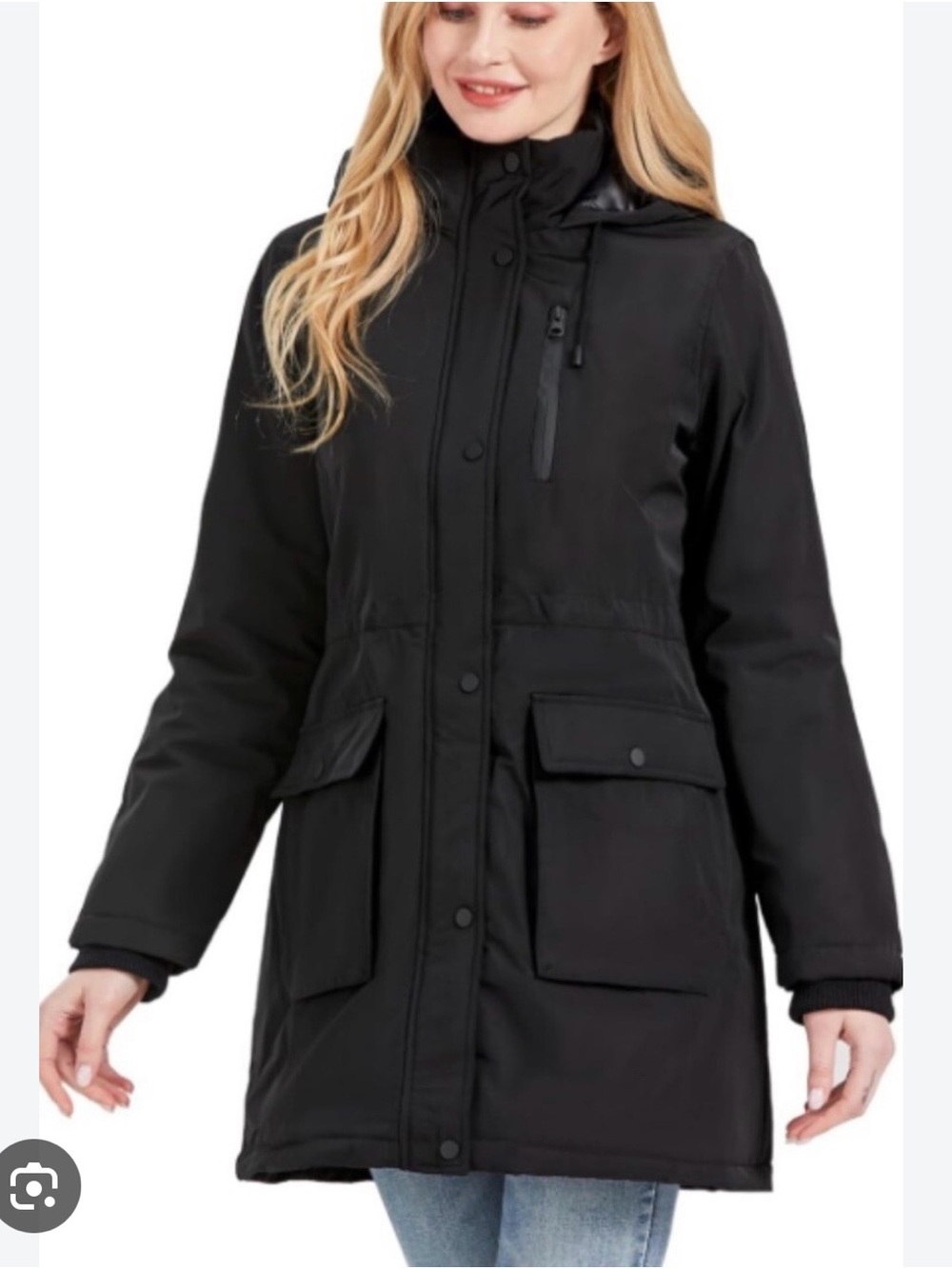 Anna Suhuan Slim Fit Black Puffer Parka Winter Cozy Coat Size Eur 38 US 8